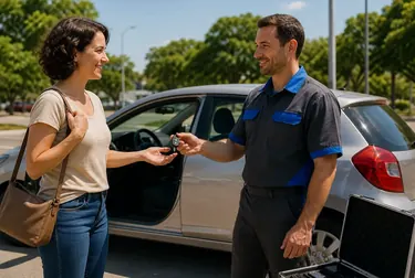 Chaveiro usando ferramentas para abrir um carro sem danificá-lo.